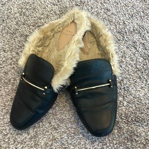 A new day black fur mules - size 9.5